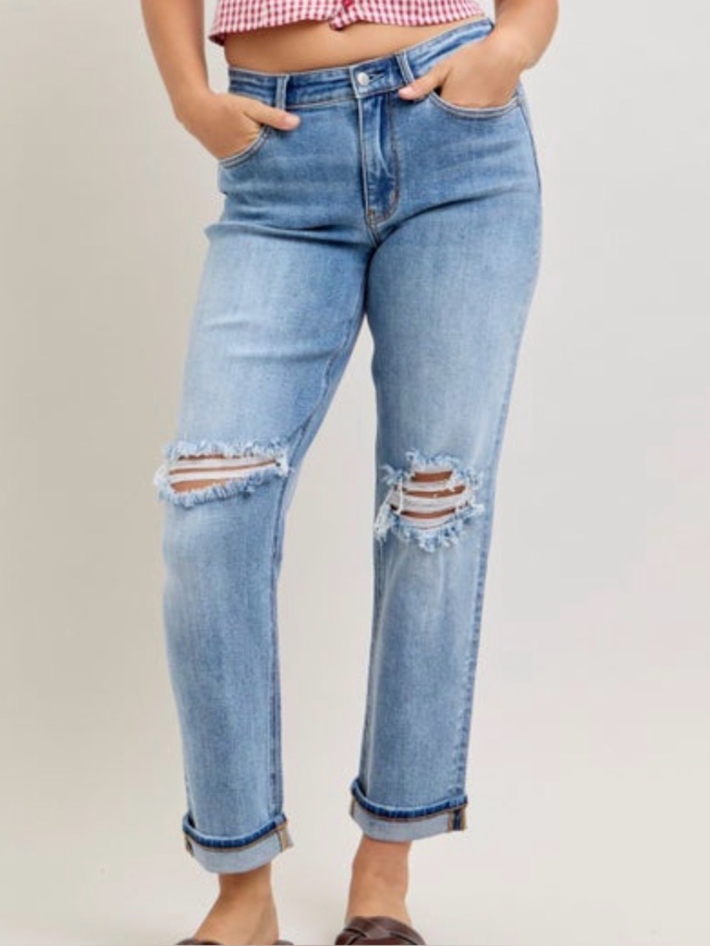 Judy Blue Boyfriend Jeans With Distressed Knees